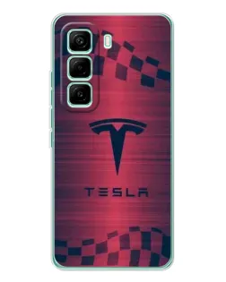 Чехол для Infinix Hot 60 Pro с картинкой «Тесла красный карбон»