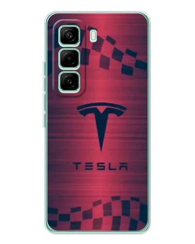 Чехол для Infinix Hot 60 Pro с картинкой «Тесла красный карбон»