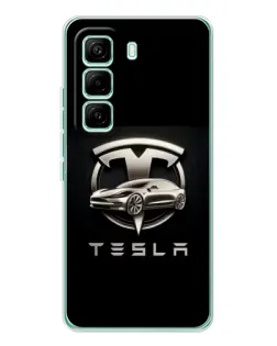 Чехол для Infinix Hot 60 Pro с картинкой «Tesla — серебристое авто»