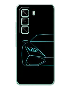 Чехол для Infinix Hot 60 Pro с картинкой «Голубой силуэт Lamborghini»