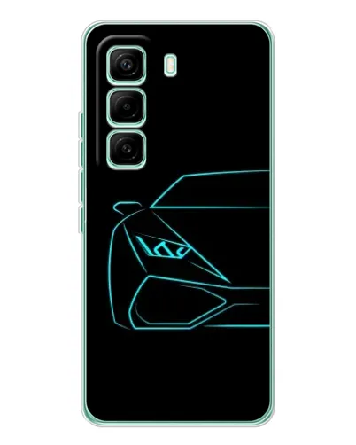 Чехол для Infinix Hot 60 Pro с картинкой «Голубой силуэт Lamborghini»