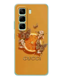 Чехол для Infinix Hot 60 с картинкой «Gucci — золотые бабочки»