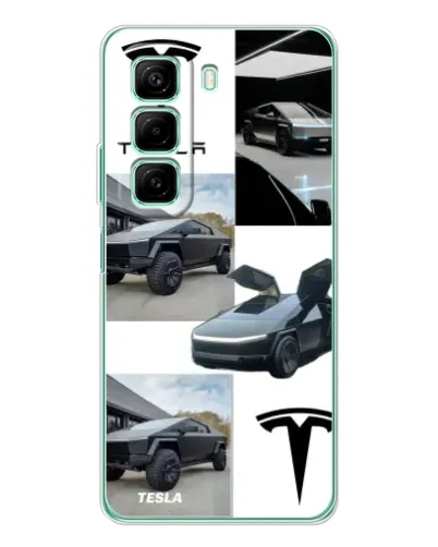 Чехол для Infinix Hot 60 с картинкой «Коллаж Cybertruck Tesla»