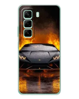 Чехол для Infinix Hot 60 с картинкой «Lamborghini в огне»