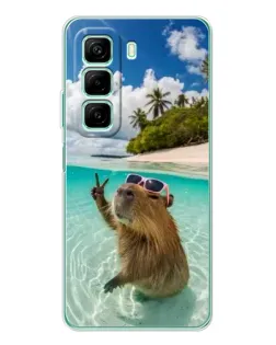 Чехол для Infinix Hot 60 с картинкой «Капибара на море»