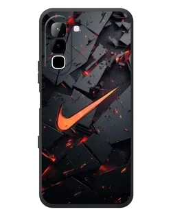 Чехол для Infinix Hot 70 с картинкой «Nike — эффект разломов»