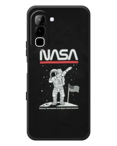 Чехол для Infinix Hot 70 с картинкой «NASA — шагаем по Луне»
