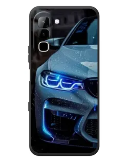 Чехол для Infinix Hot 70 с картинкой «Взгляд BMW с синими фарами»