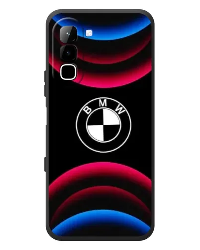 Чехол для Infinix Hot 70 с картинкой «Логотип BMW и неоновые дуги»