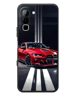 Чехол для Infinix Hot 70 с картинкой «Красная BMW на дороге»