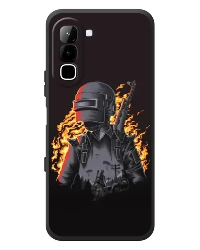 Чехол для Infinix Hot 70 с картинкой «PUBG — огненный силуэт»
