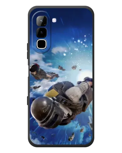 Чехол для Infinix Hot 70 с картинкой «Десант PUBG — прыжок»