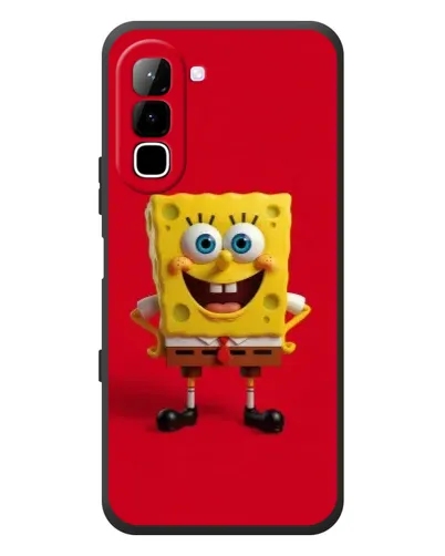 Чехол для Infinix Hot 70 с картинкой «Спанч Боб на красном»