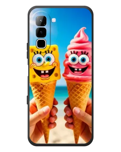 Чехол для Infinix Hot 70 с картинкой «Спанч Боб мороженое»