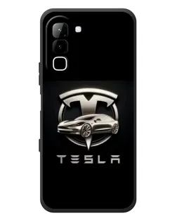 Чехол для Infinix Hot 70 с картинкой «Tesla — серебристое авто»