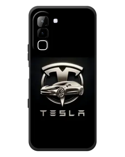 Чехол для Infinix Hot 70 с картинкой «Tesla — серебристое авто»
