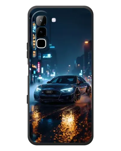 Чехол для Infinix Hot 70 с картинкой «Ночной город и Audi»