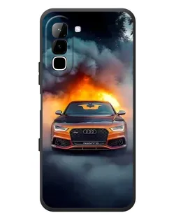 Чехол для Infinix Hot 70 с картинкой «Audi в огненном дыму»