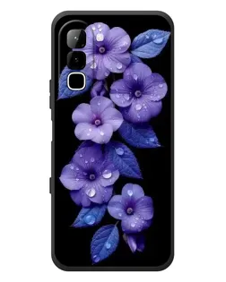 Чехол для Infinix Hot 70 с картинкой «Фиолетовые цветы с росою»