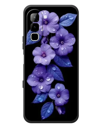 Чехол для Infinix Hot 70 с картинкой «Фиолетовые цветы с росою»