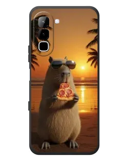 Чехол для Infinix Hot 70 с картинкой «Капибара с пиццей»