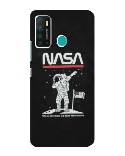 Чехол для Infinix Hot 9 / Hot 9 Pro с картинкой «NASA — шагаем по Луне»