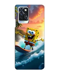 Чехол для Infinix Note 10 Pro с картинкой «Губка Боб серфингист»