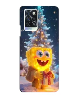 Чехол для Infinix Note 10 Pro с картинкой «Рождественский Спанч Боб»