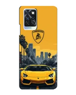 Чехол для Infinix Note 10 Pro с картинкой «Желтый Lamborghini город»