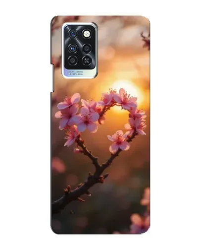 Чехол для Infinix Note 10 Pro с картинкой «Розовый цвет сердце на фоне заката»