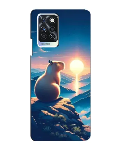 Чехол для Infinix Note 10 Pro с картинкой «Закат солнца с капибарой»