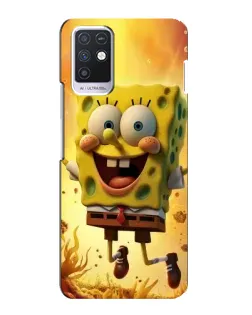 Чехол для Infinix Note 10 с картинкой «Губка Боб прыгает»