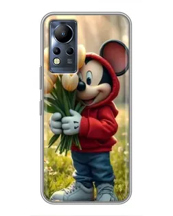 Чехол для Infinix Note 11 Pro с картинкой «Микки с тюльпанами»