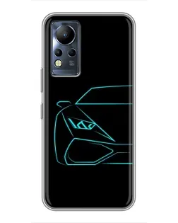 Чехол для Infinix Note 11 Pro с картинкой «Голубой силуэт Lamborghini»