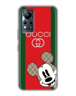 Чехол для Infinix Note 11 с картинкой «Gucci — полосы и Микки»