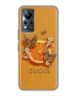 Чехол для Infinix Note 11 с картинкой «Gucci — золотые бабочки»