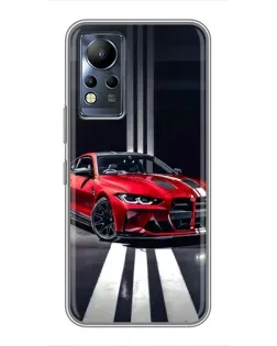 Чехол для Infinix Note 11 с картинкой «Красная BMW на дороге»