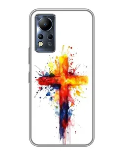 Чехол для Infinix Note 11 с картинкой «Акварельный крест»