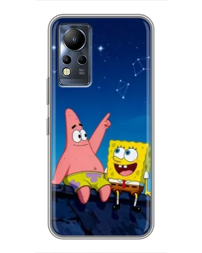 Чехол для Infinix Note 11 с картинкой «Губка Боб и Патрик ночью»