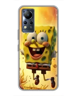Чехол для Infinix Note 11 с картинкой «Губка Боб прыгает»