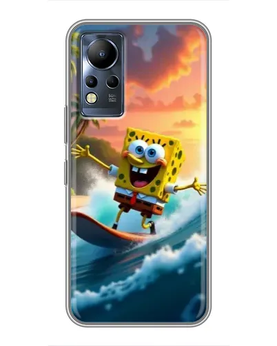 Чехол для Infinix Note 11 с картинкой «Губка Боб серфингист»