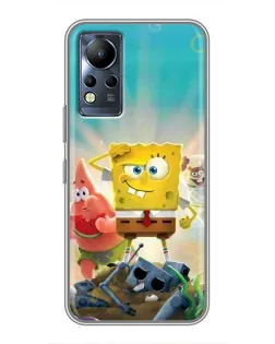 Чехол для Infinix Note 11 с картинкой «Спанч Боб победитель»