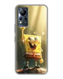 Чехол для Infinix Note 11 с картинкой «Сияющий Спанч Боб»