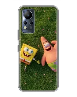 Чехол для Infinix Note 11 с картинкой «Друзья на лужайке»