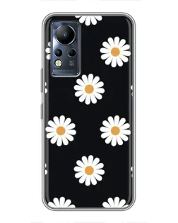 Чохол для Infinix Note 11 з картинкою «Ромашки на чорному»