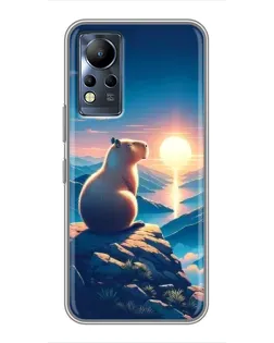 Чехол для Infinix Note 11 с картинкой «Закат солнца с капибарой»