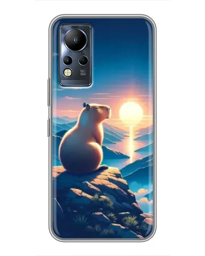 Чехол для Infinix Note 11 с картинкой «Закат солнца с капибарой»
