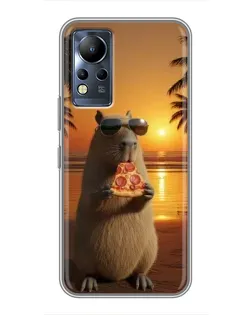 Чехол для Infinix Note 11 с картинкой «Капибара с пиццей»