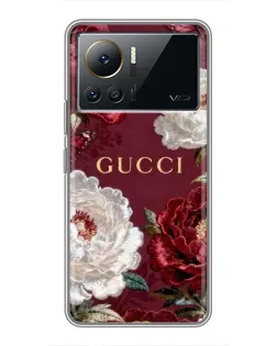 Чехол для Infinix Note 12 2023 с картинкой «Gucci — бордовые розы»