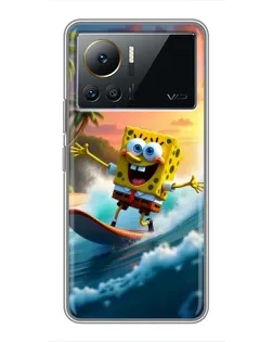 Чехол для Infinix Note 12 2023 с картинкой «Губка Боб серфингист»